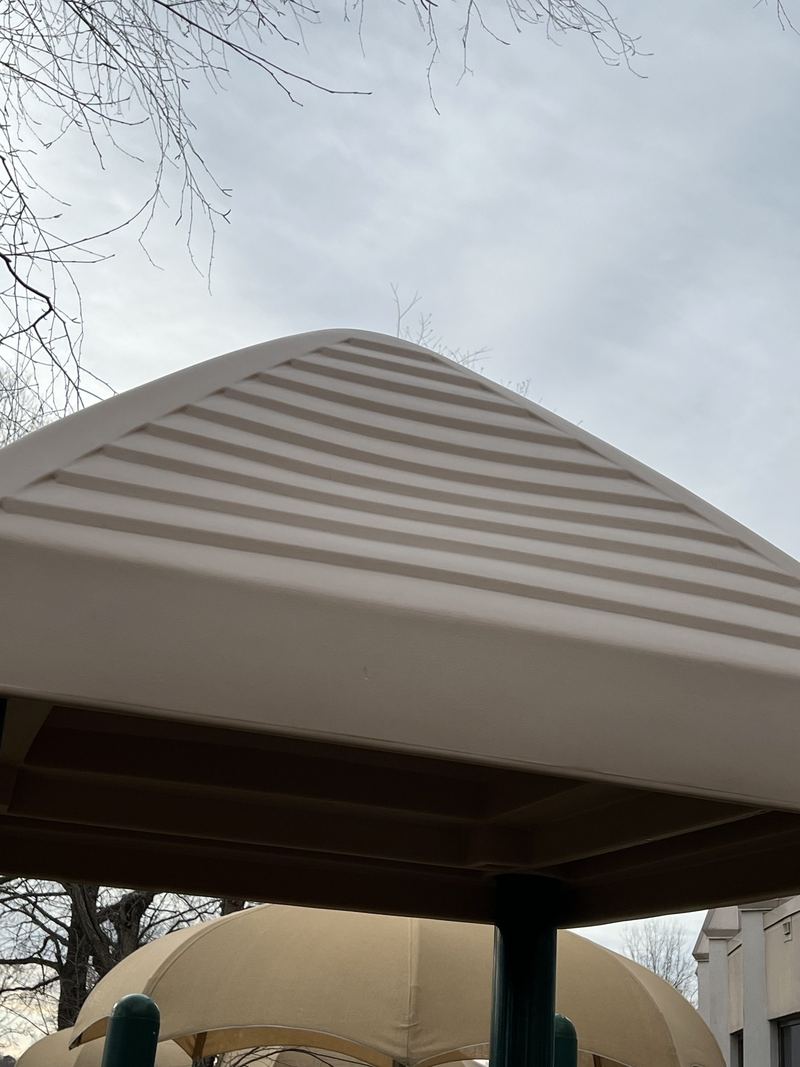 The same canopy after washing, its stripes clean
